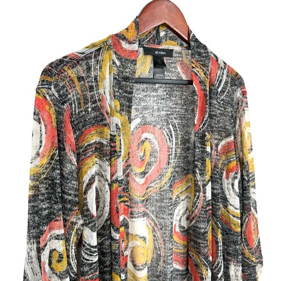 Ali Miles Sz XL Open Front Wearable Art Abstract Blouse Shirt Top Artsy Sheer - Picture 4 of 9